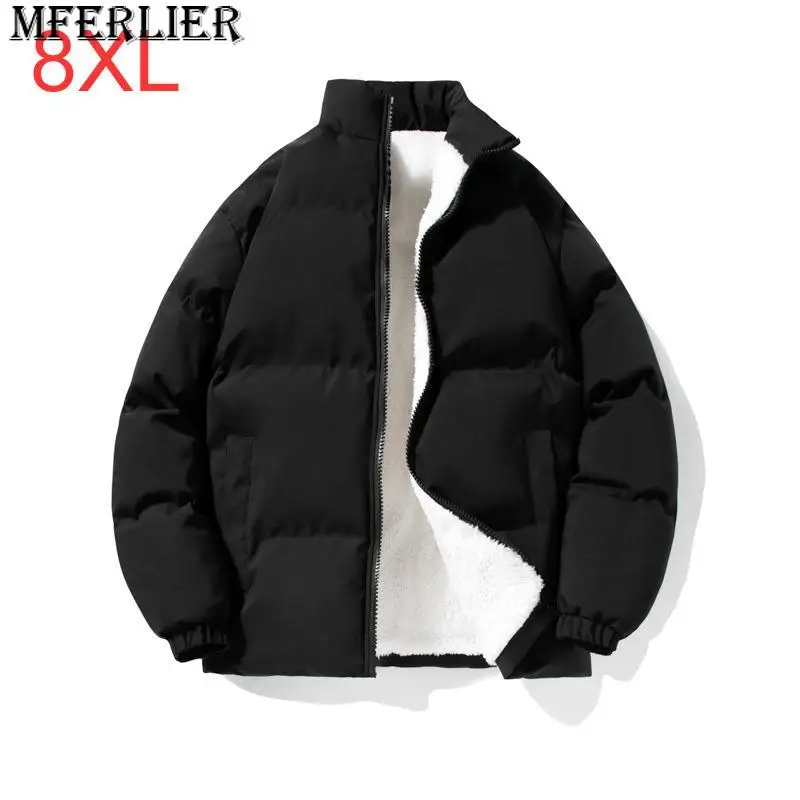 

Winter Cotton Coat Plus Size 8XL Men's Fashion Brand New Hong Style Couple Coat Student Solid Stand Neck 130kg 7xl