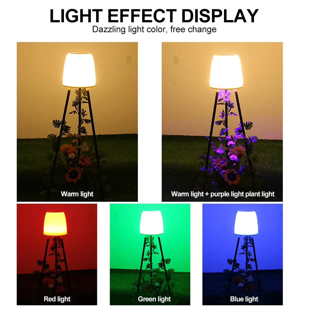 Solar Outdoor Floor Lamp for Patio With Plant Stand Grow Light Waterproof Garden Solar Powered Lantern Warm RGB Deck Yard Porch 6