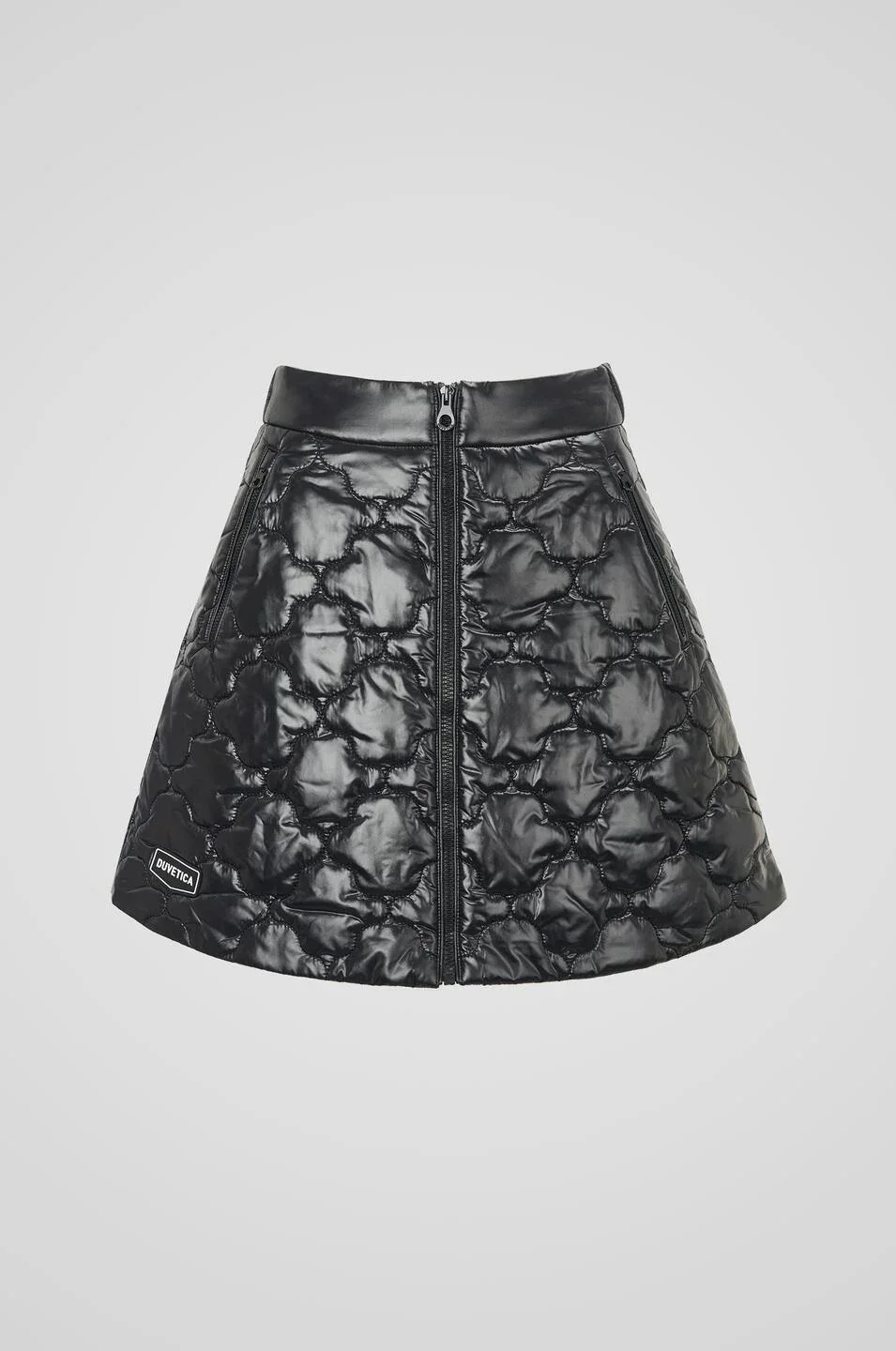 

Winter Korea High-end Golf Women Dress High Waist Elastic Waist A Zipper Decoration Black and White Cotton Skirt