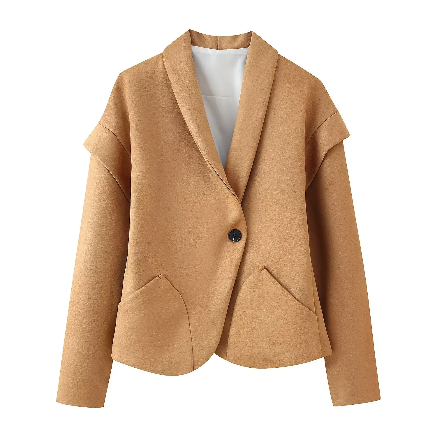 Autumn New Solid Waist Cinching Blazer Women Shoulder Pads Turn Down Collar Jackets Coat Chic Elegant Casual Jackets Streetwear