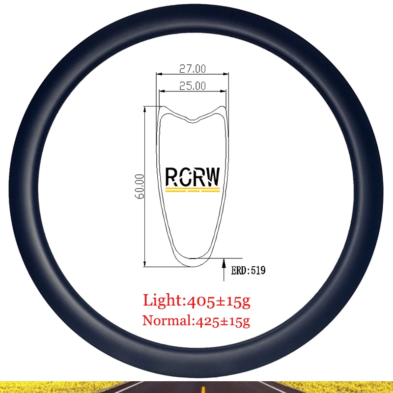 

700C Road Tubular 60mm Deep Carbon Rim 25mm Wide Disc or V Brake UD 3K 12K Twill 16 18 20 21 24 28 Hole 60mmX25mm Bike Wheel