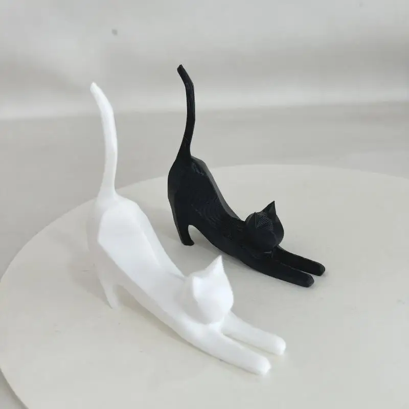 1Pcs Nette Katze Desktop Dekoration Handgefertigte Katze Haustier Skulptur 3d Gedruckt Simulation Ornament Für Party Hause – Detail 6