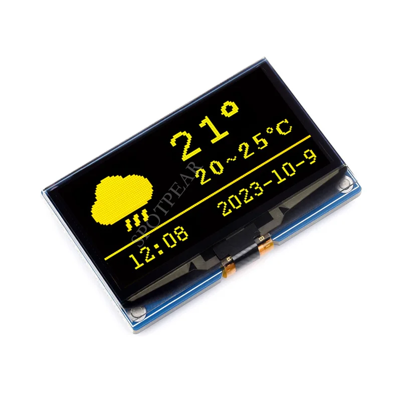 

Raspberry Pi 2,42 дюймовый OLED-модуль с SPI/I2C, белый/желтый дисплей 128 × 64 для Arduino / STM32 / Jetson Nano