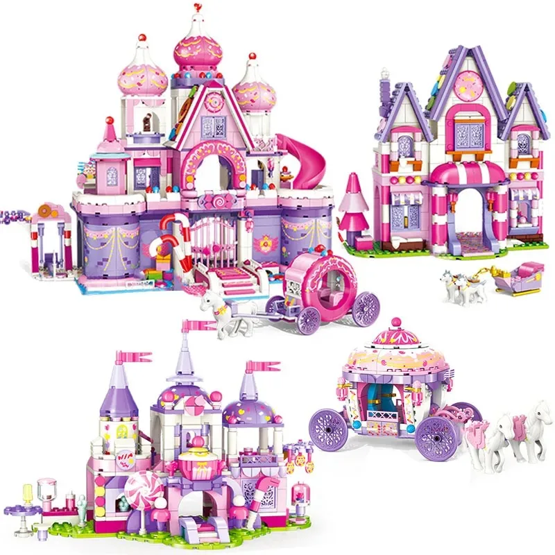 

2024 Princess Candy Castle Building Blocks Classic Movie Figures Carriage Assembled Model Bricks Toys Friend Girl Series Gift