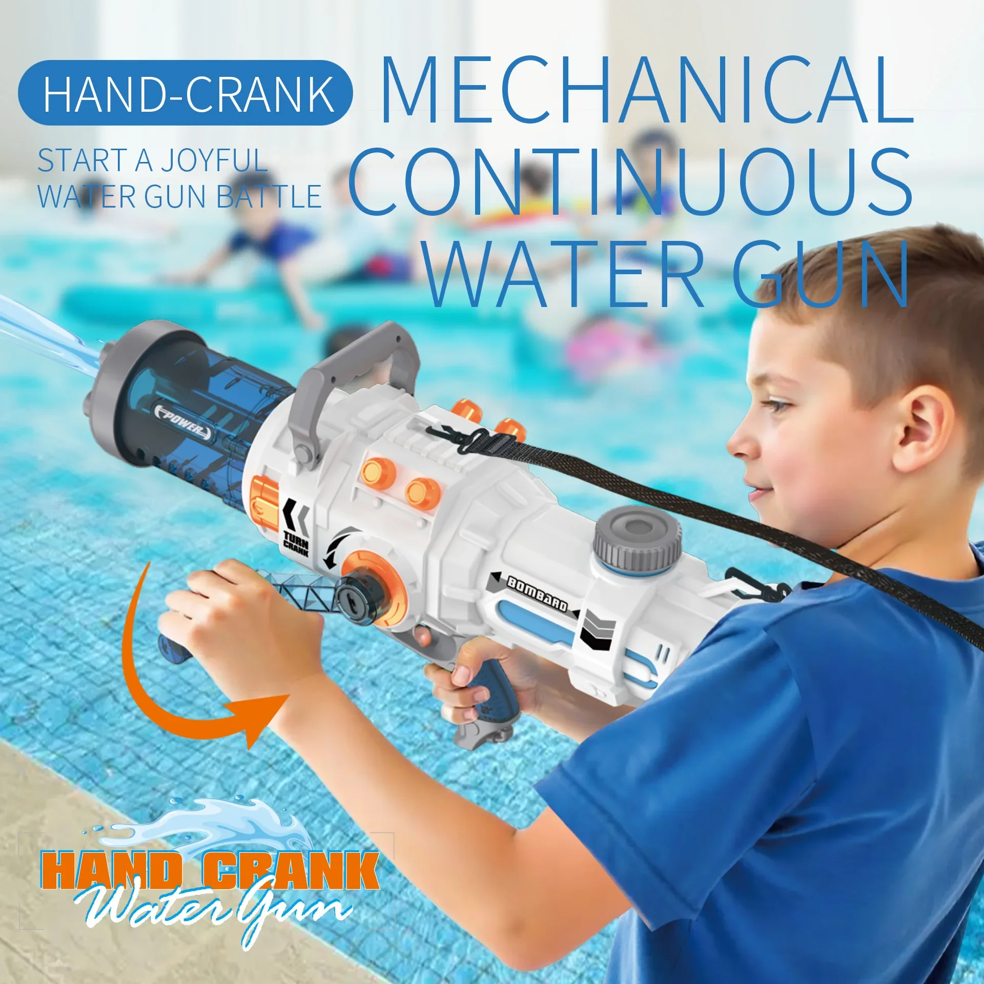 High Pressure Large Capacity Mechanical Children'S Gatling Water Gun Burst Hand-Cranked Summer Outdoor Swimming Pool Water Fight