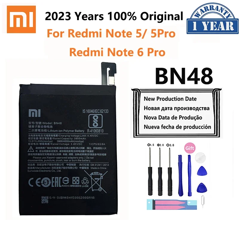 

100% Оригинальный аккумулятор Xiao mi BN48 4000 мАч для Xiaomi Redmi Note 5 Note5 Note6 6 Pro высококачественные сменные батареи для телефона