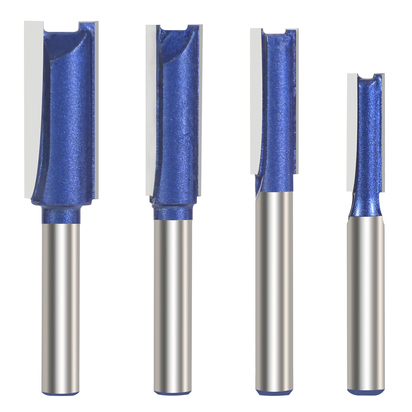 

4Pcs 1/4" 6.35mm Shank Double Flute Clean Straight Bit Woodworking Tools Router Bit Set For Wood Tungsten Carbide Milling Cutter