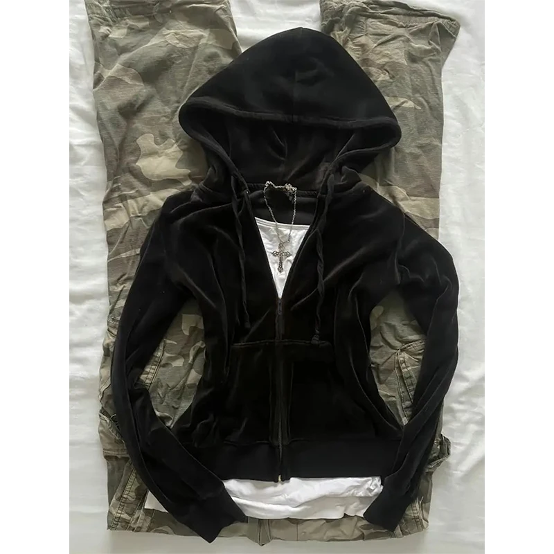 סווטשירט עם רוכסן וכובע עם הדפס נמר ורוד לאביב ולסתיו, מתאים ונוח, מתאים לרחוב בסגנון אופנתי משנות ה-2000