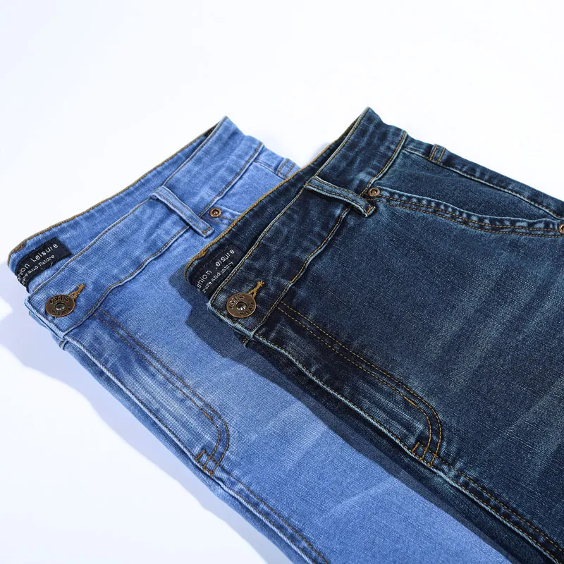 2024 New Men's Spring Autumn and Summer Thin Wide-Leg Jeans Business Casual Straight Pants Light and Dark Blue 5