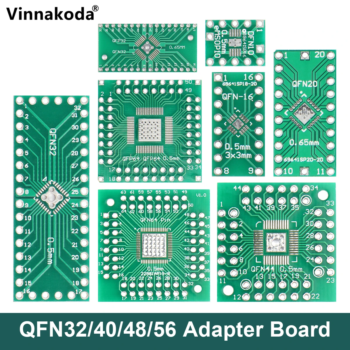 10Pcs QFN10 QFN16 QFN20 QFN32 QFN44 QFN56 QFN64 Adapter Board QFN to 0.5mm 0.65mm 0.8mm SMT Test Board PCB Plate pcb board,pcb board assembly,printed circuit board