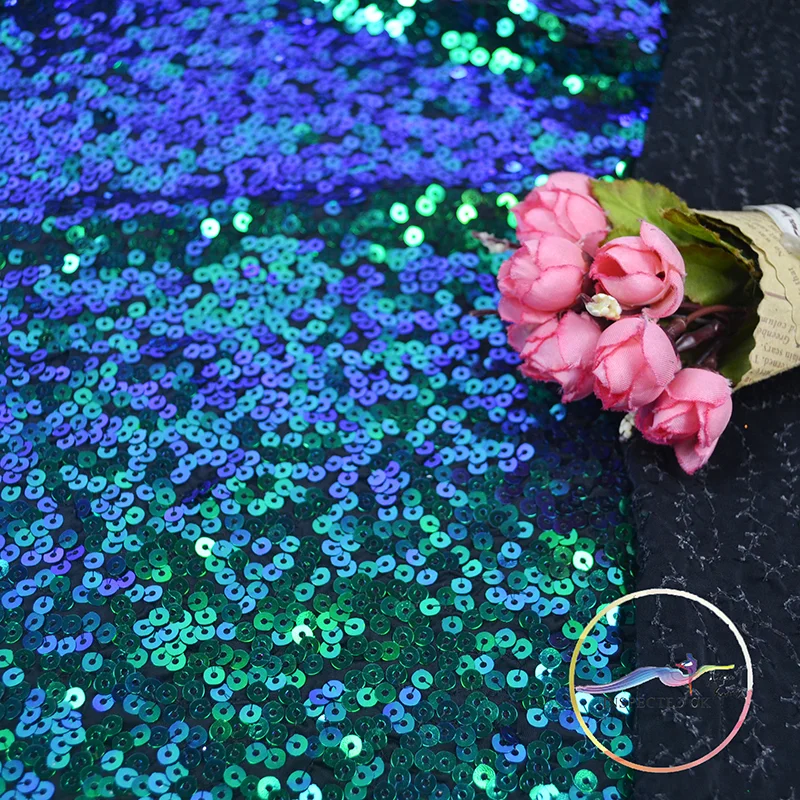 90%Poly+10%Spandex Knitting 5mm Sequins Embroidery Costume Dance dress Fabric Fashion Style Ladies' Colth