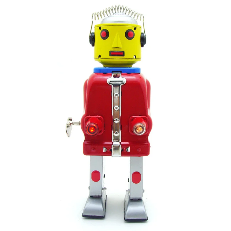 Retro Clockwork Wind Up Toy 21.5x9.5x10CM Vintage Mechanical MR. Robot Tin Toys For Home Bar Decor Collection Gifts