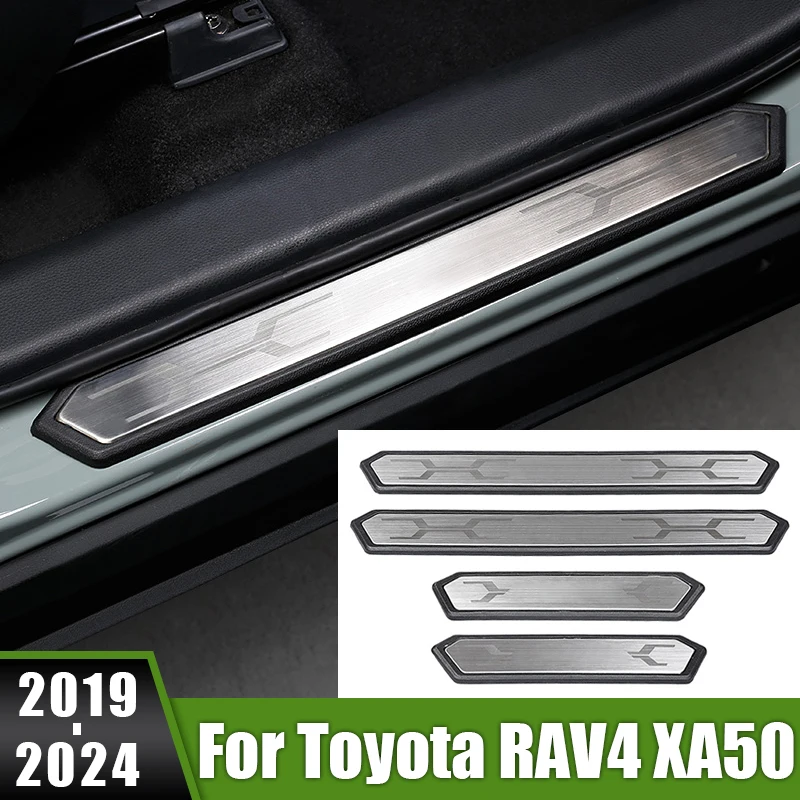 Per Toyota Rav4 Xa50 2019 2020 2021 2022 2023 2024 Rav 4 Hybrid Car Door Sill Scuff Plate Cover Welcome Pedal Soglia Strips