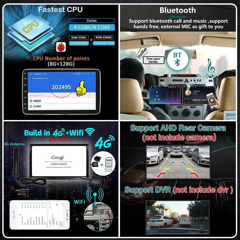 Reproductor de vídeo Multimedia Universal Android 14 de 10 pulgadas, 2 DIN, Radio de coche, carplay inalámbrico android auto WiFi, GPS, Bluetooth, Audio 5