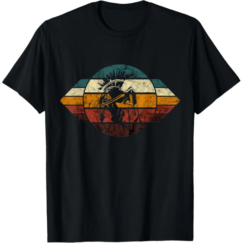 Vintage Retro Leonidas Warrior Spartan Gladiator Helm T-Shirt für Herren, große Herrenbekleidung, S-6XL, Oberteile, 100 % Baumwolle, bedruckt