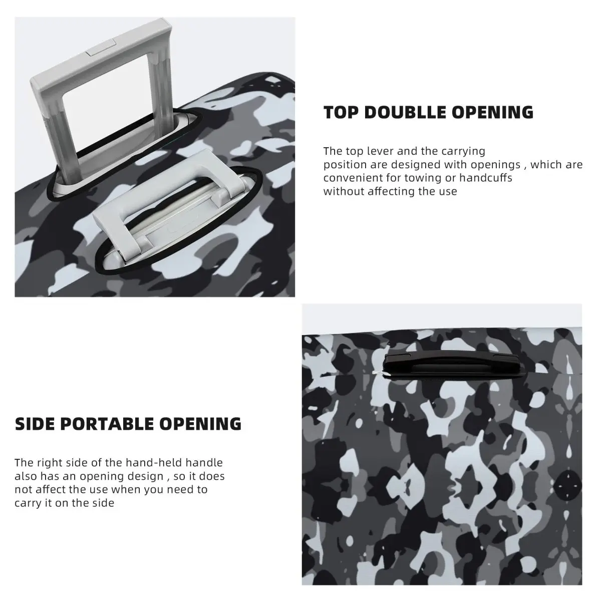 Custom Black Modern Military Camouflage Camo Style Luggage Cover Elastic Travel Suitcase Protective Covers Suit For 18-32 inch 4