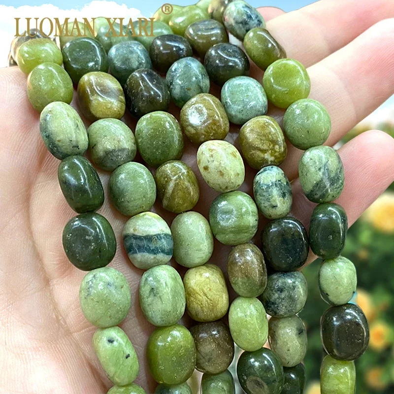 Natural Stone 8x12MM Irregular Raw Green Taiwan Jade Jasper Loose Spacer Beads for Jewelry Making Diy Bracelet Accessories 15''