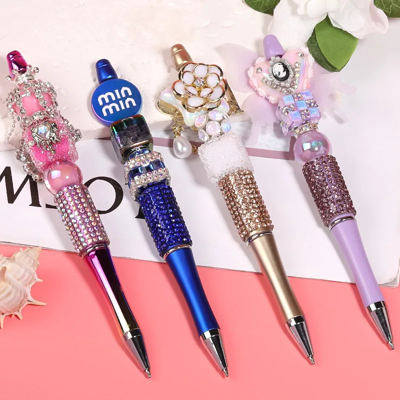 15 Pcs Glitter Beadable Pens - Full Rhinestone DIY Writing Pens For Customization & Crafts