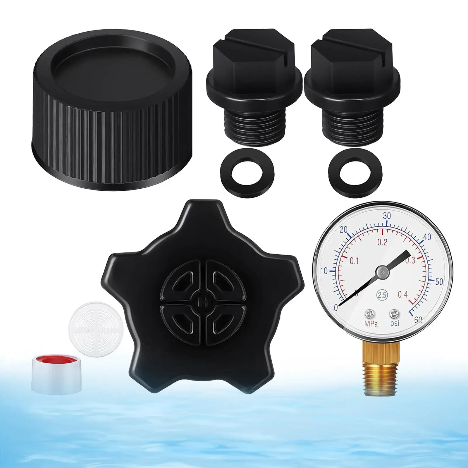 

Pool Sand Filter Replace Parts Professional Pool Accessories Pool Pressure Gauge Drain Cap and Gasket Swimming Pool Filter