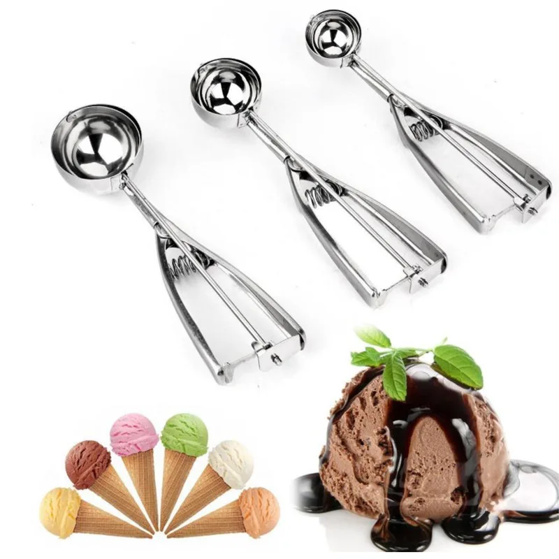 Stainless Steel Ice Cream Scoop Ball Digger Handmade Ice Cube Mold Easy Demoulding Kitchen Accessories ice cream scoop ice cube scoop