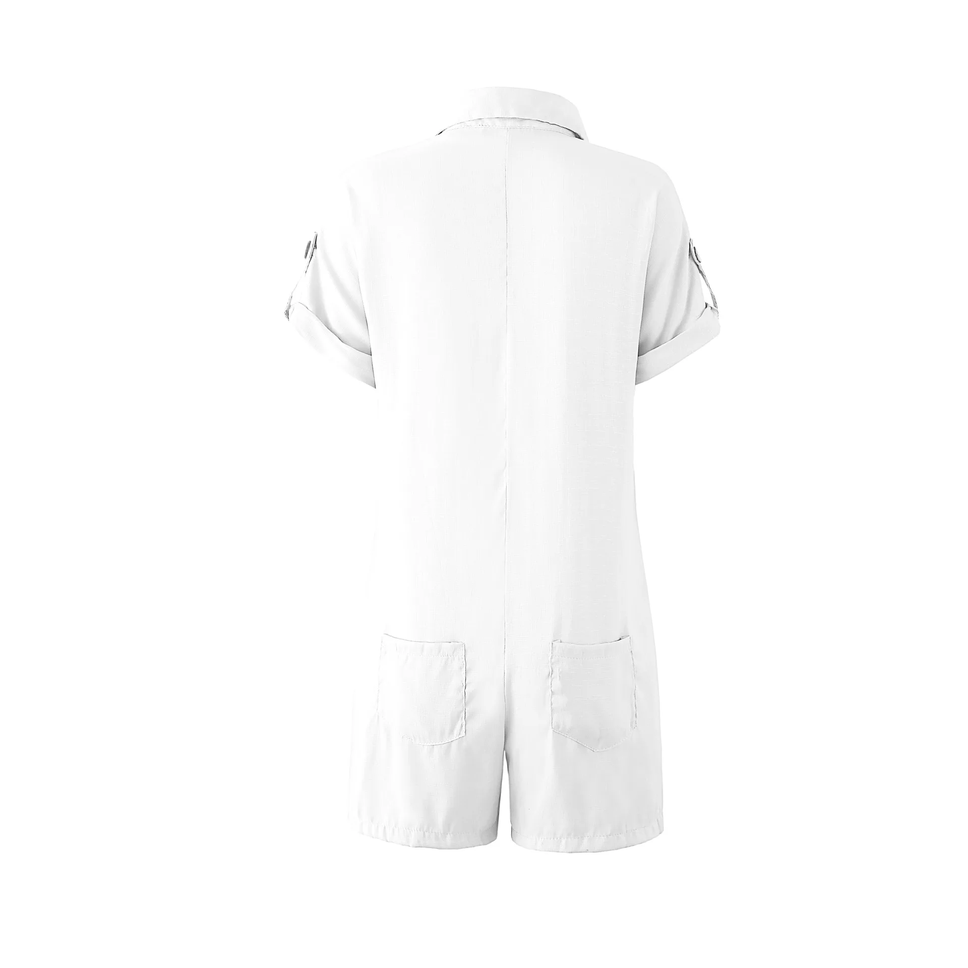 European and American fashion women's spring and summer new product: lapel shirt button jumpsuit 4