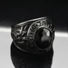 Punk Multicolor Gemstone Rings for Men Women Hip Hop Double Headed Eagle Stainless Steel Ring Fashion Charm Jewelry Wholesale 2