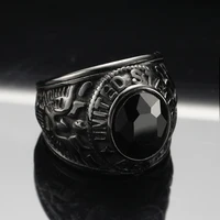 Punk Multicolor Gemstone Rings for Men Women Hip Hop Double Headed Eagle Stainless Steel Ring Fashion Charm Jewelry Wholesale 2
