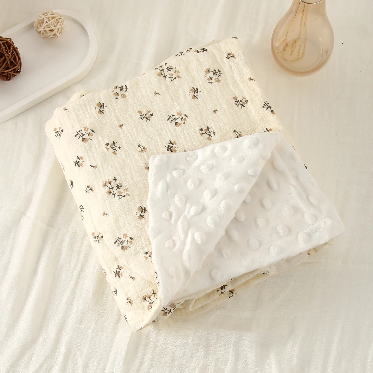 Winter Baby Blanket & Swaddling Newborn Thermal Soft Fleece Blanket Flowers Bedding Cotton Quilt Infant Bedding Swaddle Wrap