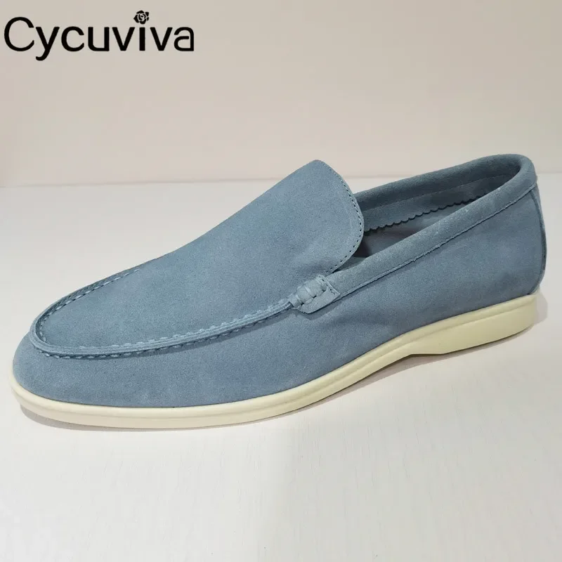 

Hot Sale Nude Suede Flat Shoes Men&Women Slip On Loafers Male Round Toe Mules Summer Walk Casual Shoes Men Unisex