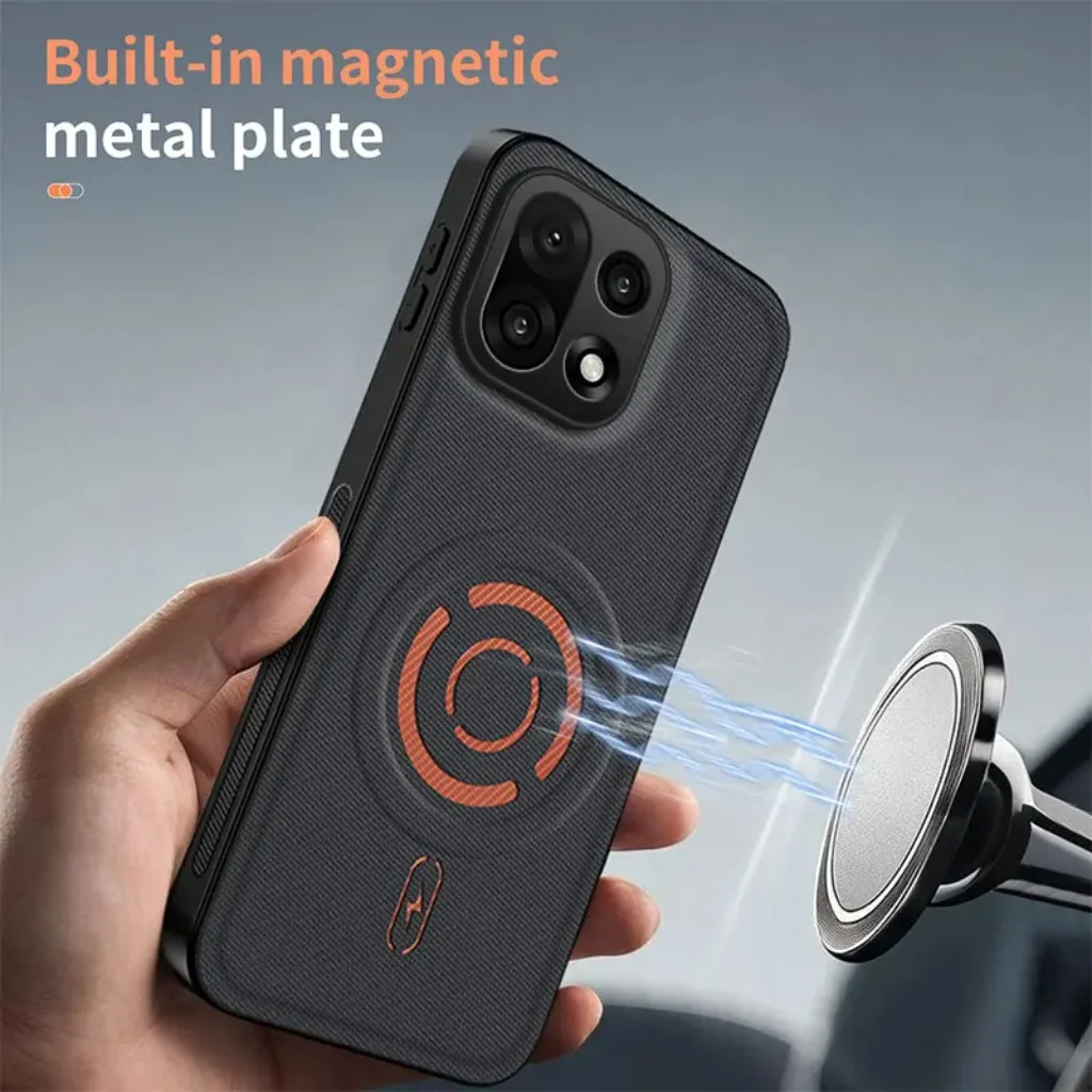 Tech Texture Magnetic Leather Phone Case - Anti-Oil Fingerprint & Shockproof Back Cover