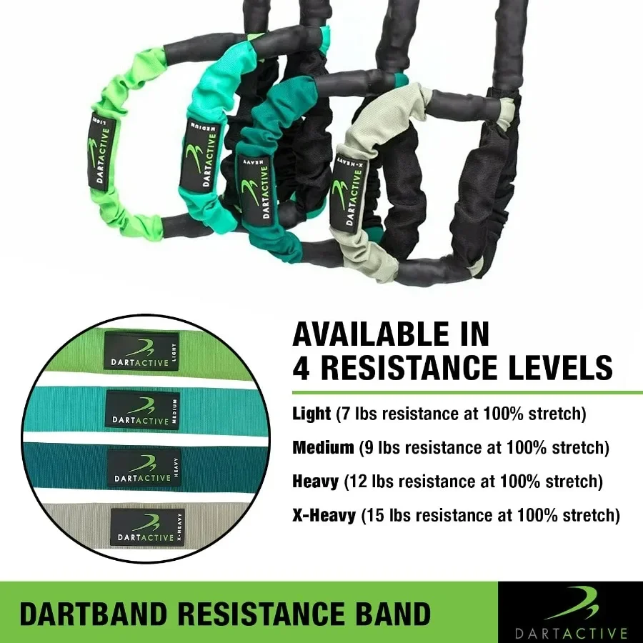DartBand Premium Resistance Bands with Handles,Door Anchor,and Carabiner Clip for Athletic Training,Rehab,Strength Training,Yoga