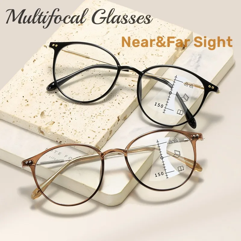 

Multifocal Progressive Anti-blue Light Near Far Eyeglasses Reading Glasses Men Women Retro Bifocal Eyewear Diopter +1.0 To +4.0