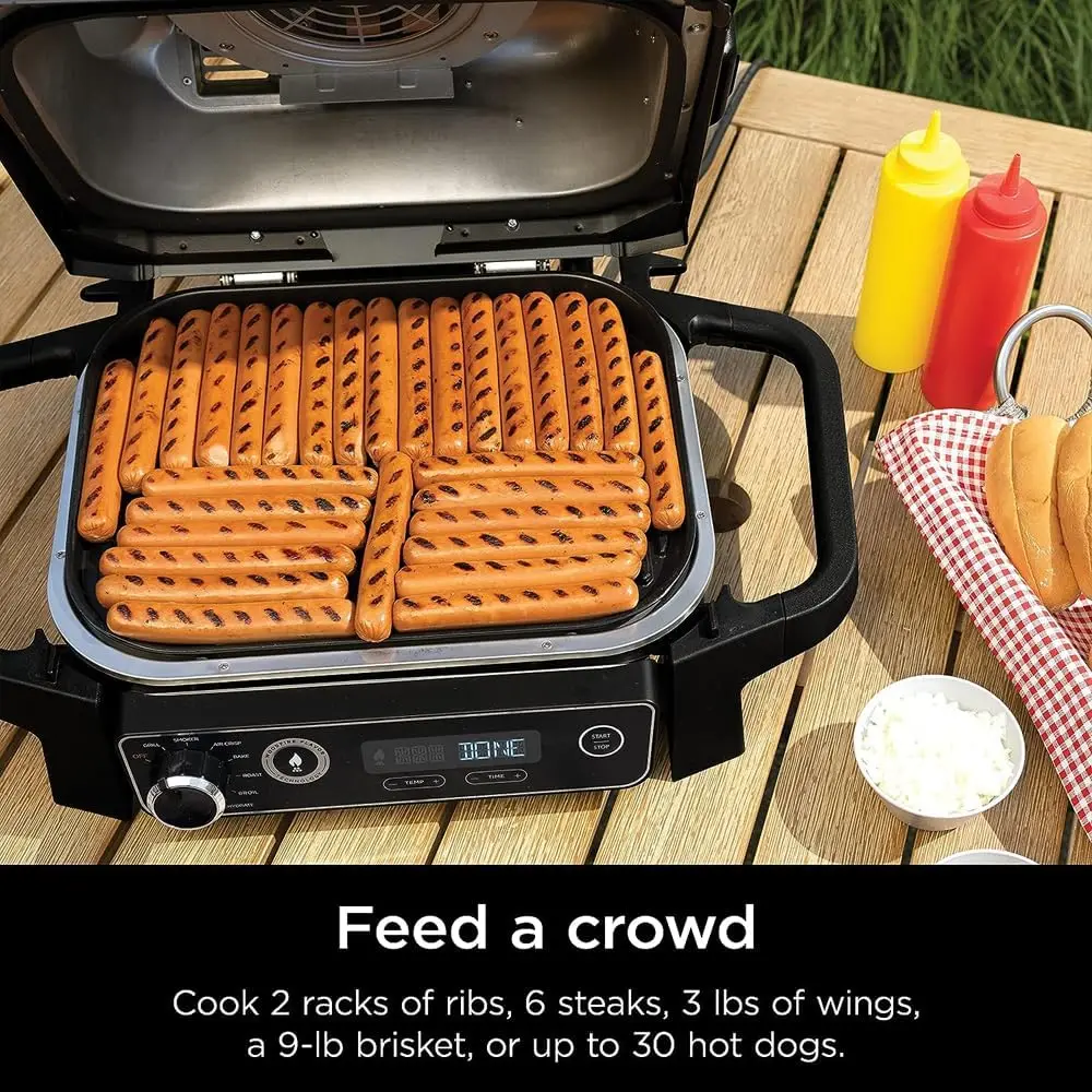 Outdoor Grill & Smoker 7-in-1 Air Fryer Bake Roast Broil uses Woodfire Pellets(1 Pack Included) Portable, Electric,Grey(Renewed) 4
