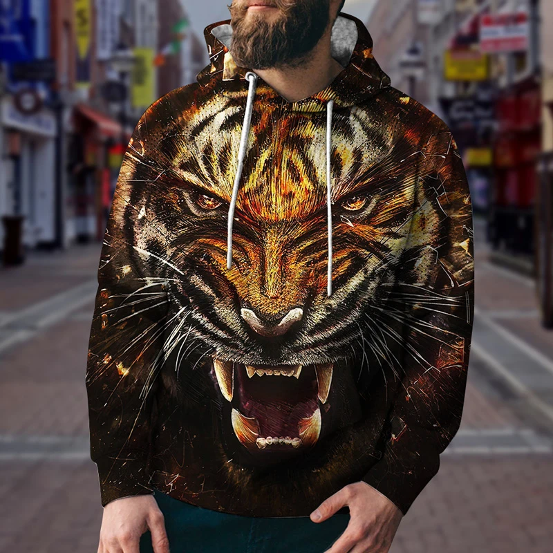 New Men's Hoodie 3D Print Tiger Lion King Boys Sports Top Fashion Casual  Long Sleeve Pullover Sweatshirt Oversized Streetwear - AliExpress