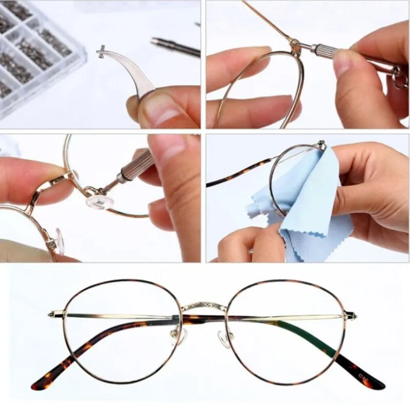 1000 PCs Glasses Screw Accessories Box Nose Tray Screw Watch Glasses Repair Set 18 Grid