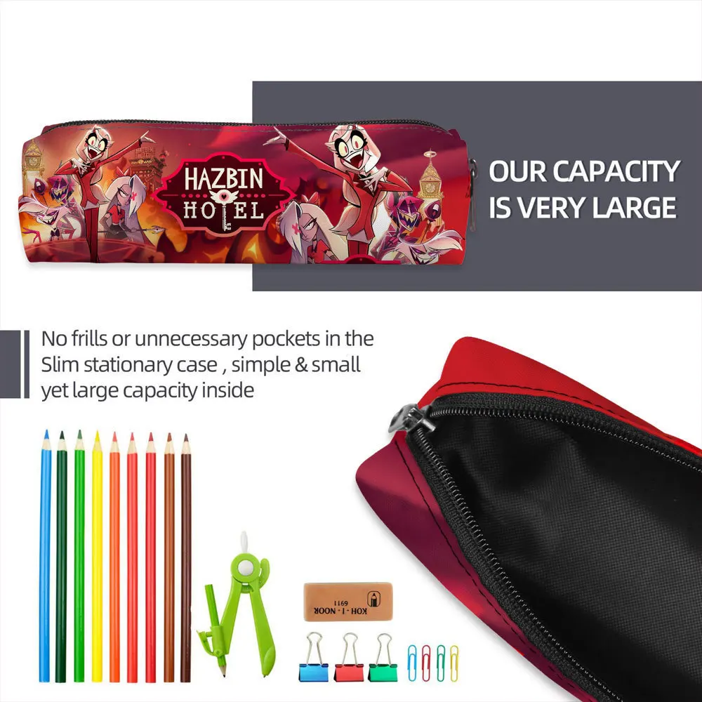 Merchandise Hazbin Hotel Alastor Angel Dust Charlie, set di 5 penne Hazbin Hotel, penne anime, cancelleria per ragazzi e ragazze, forniture scolastiche per studenti, penne a sfera con impugnatura a