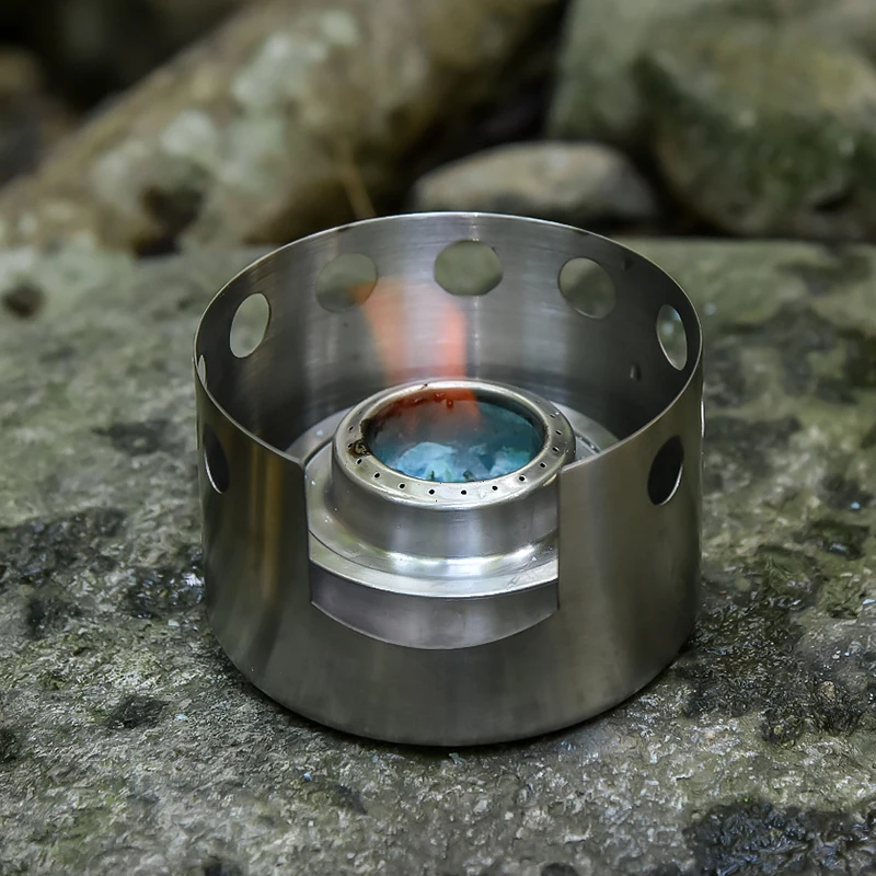 

Outdoor Ultralight Silver Aluminum Alcohol Stove 100ml Sealed Cover Camping Fire Gathering Heat Dry boiler Alcohol Stove