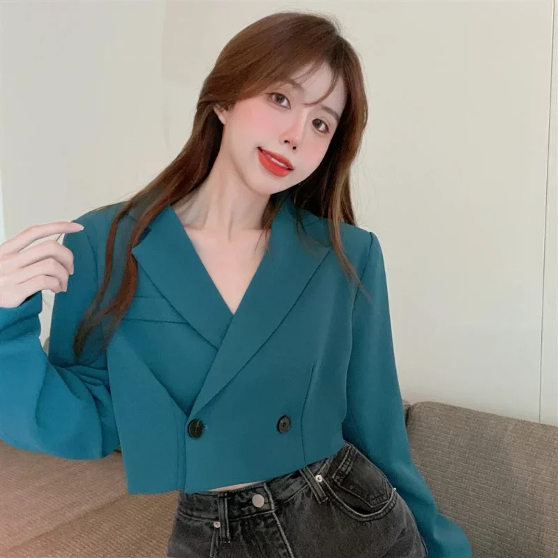 세련된 한국 스타일 싱글 버튼 블레이저 여성용, 솔리드, 우아한 외투, 성숙한 올 매치, 봄 상품, 4 가지 색상