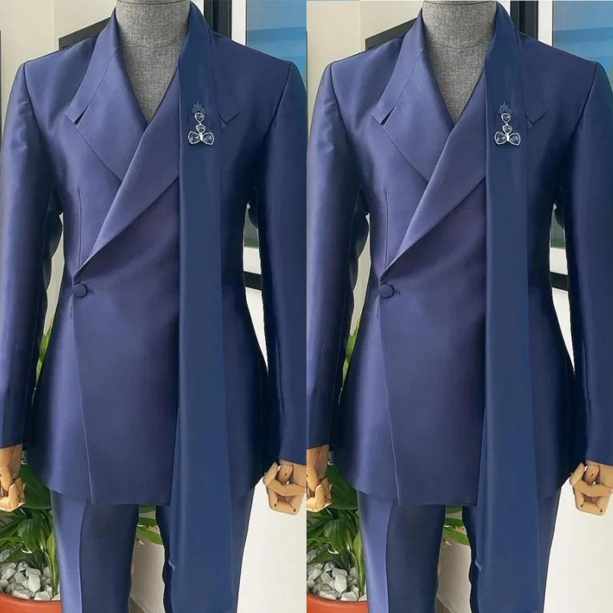 Designer Wedding Suits For Men Single Breasted Groom Wear Slim Fit Tuxedo Business Party 2 Pcs Jacket Pants Made