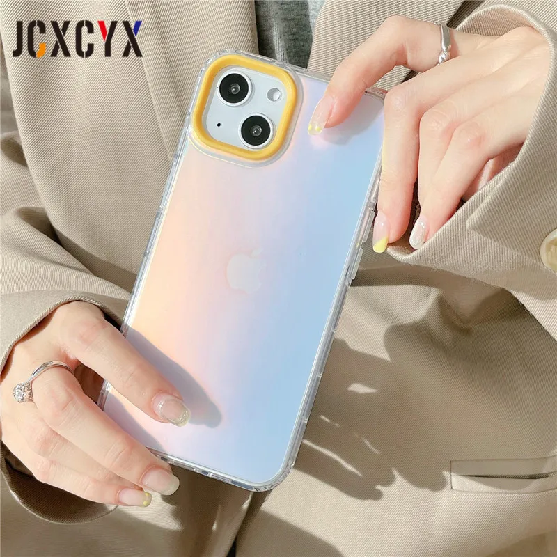 iphone 13 pro max leather case Luxury Matte Laser Transparent Soft Case For iPhone 13 14 12 11 Pro Max XS XR X 8 7 Plus SE3 Camera Lens Protection Clear Cover case for iphone 13 pro max