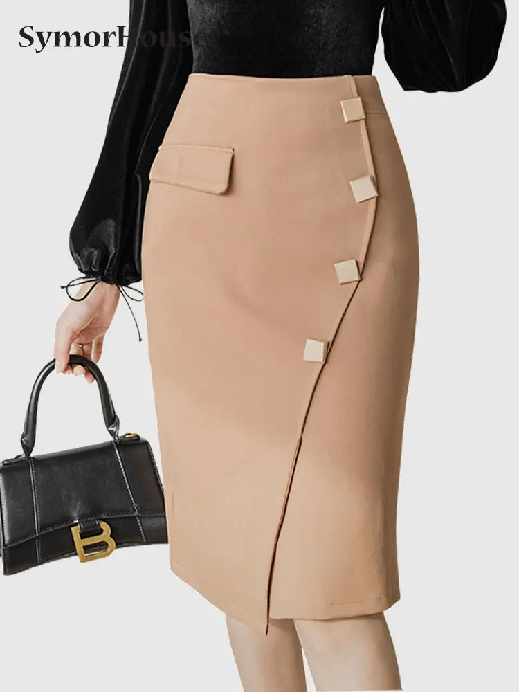

Black Skirts Womens Spring Summer Fashion High Waist Bodycon Pencil Skirt Korean Clothing Slim Elegant Red Office Mujer Faldas