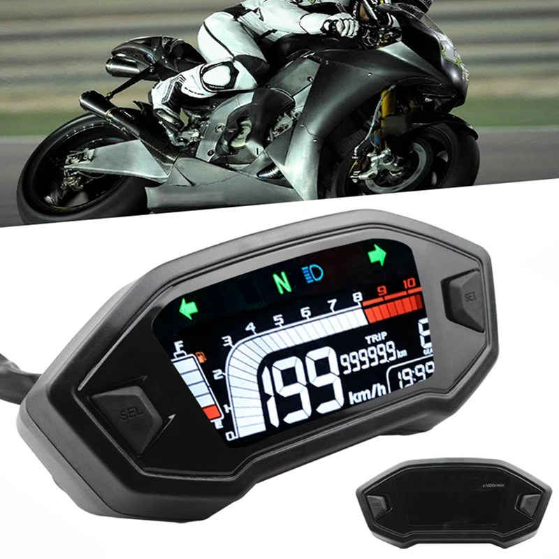 2023 Universal For 1,2,4 Cylinder 10000 RPM Motorcycle LCD Display Speedometer Tachometer With Digital Sensor Panel Meter