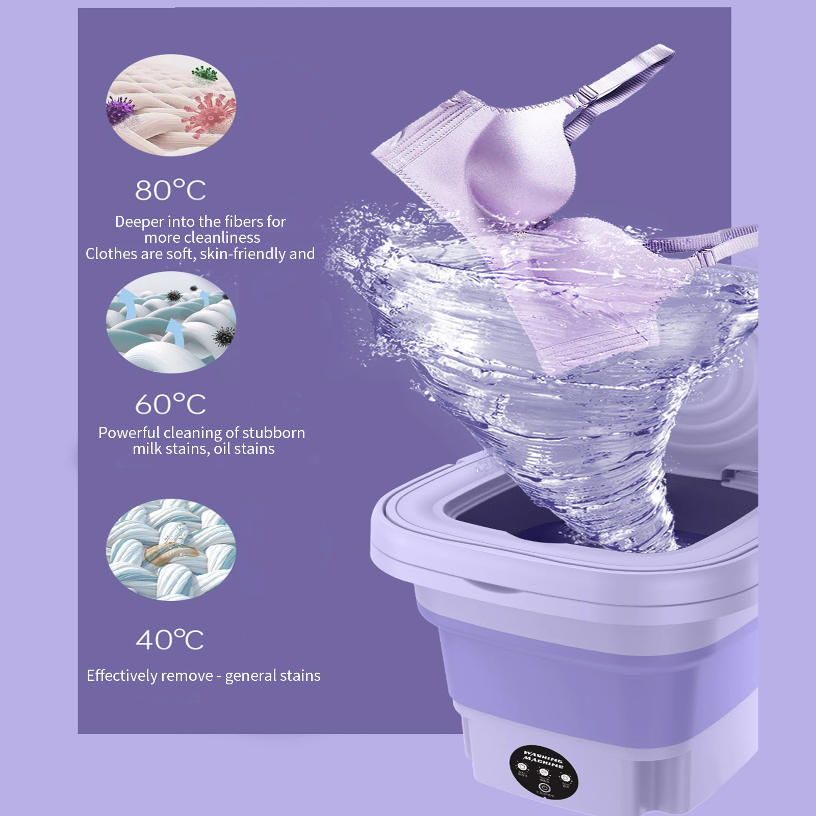 Portable Telescopic Folding Washing Machine 3Modes of Deep Cleaning Small Household Washing Machine Baby Clothes