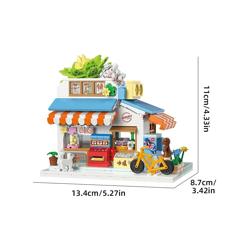 City View Mini Building Blocks Sets for Adults Food Cake Assembling Brick Flower Shop Model Kids Toys Home Decoration Girl Giift