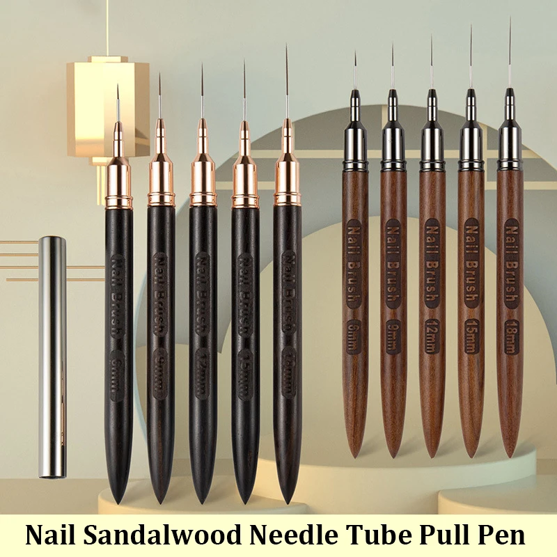 Sandalwood Nail Art Needle Tube Wire Drawing Pen Ultra-Fine Wire Drawing Pen Set Colored Hook Brush
