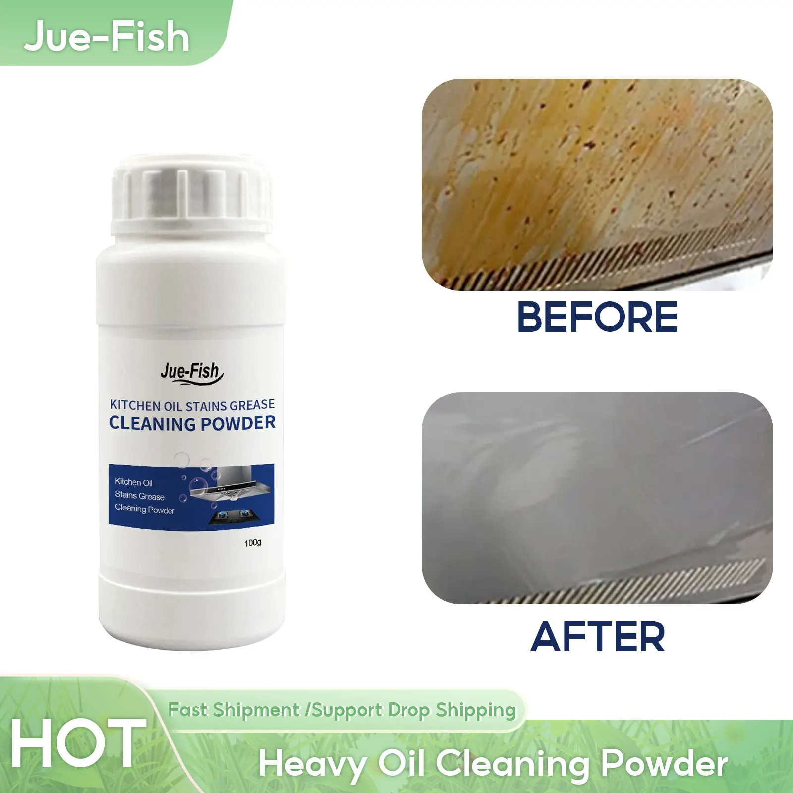 

Kitchen Stain Cleaning Powder Degrease Super Clean Heavy Grease Fast Cleaning Range Hood Stove Decontamination Oil Stain Cleaner