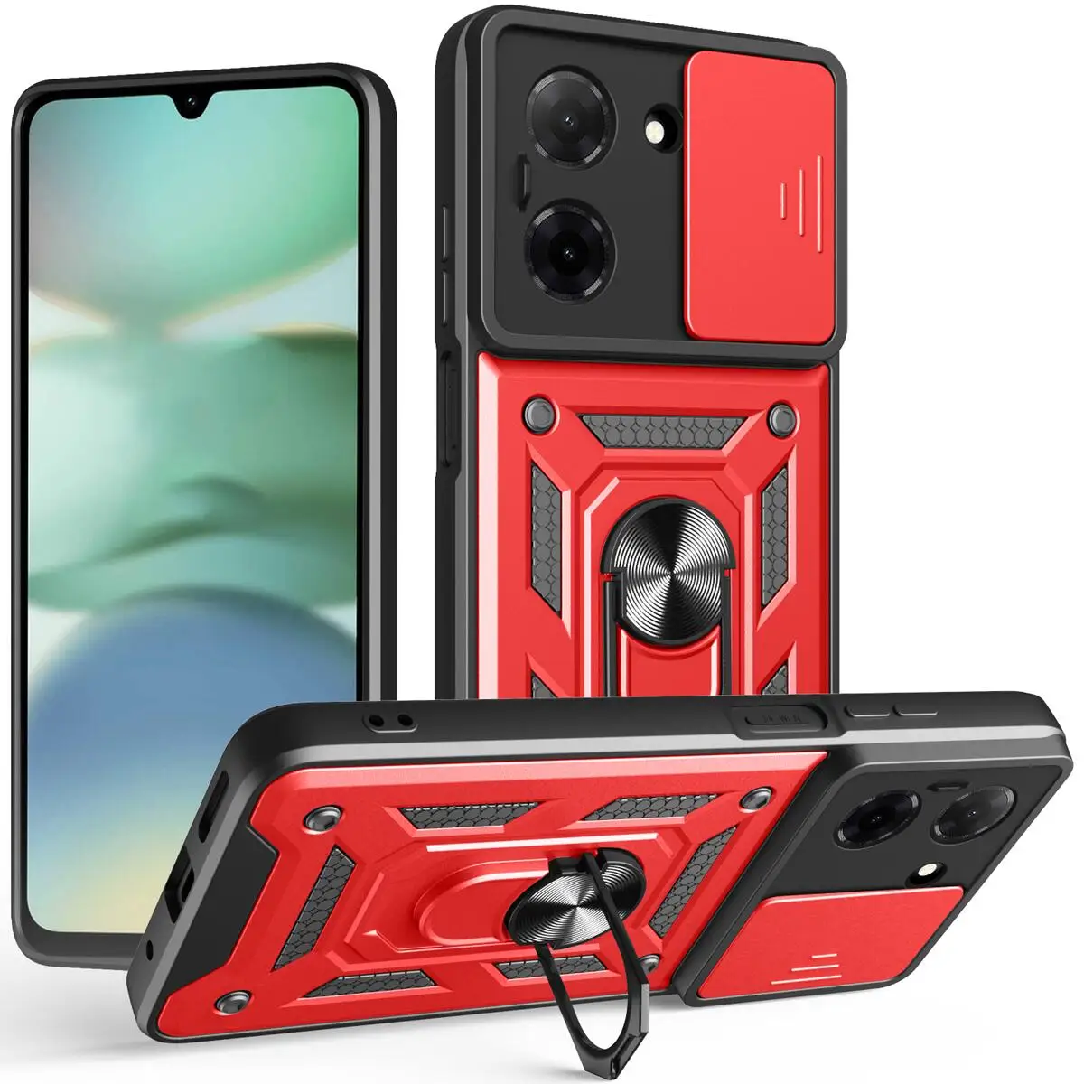Dual-Size Shockproof Slide Lens Protector Armor Mobile Case Cover