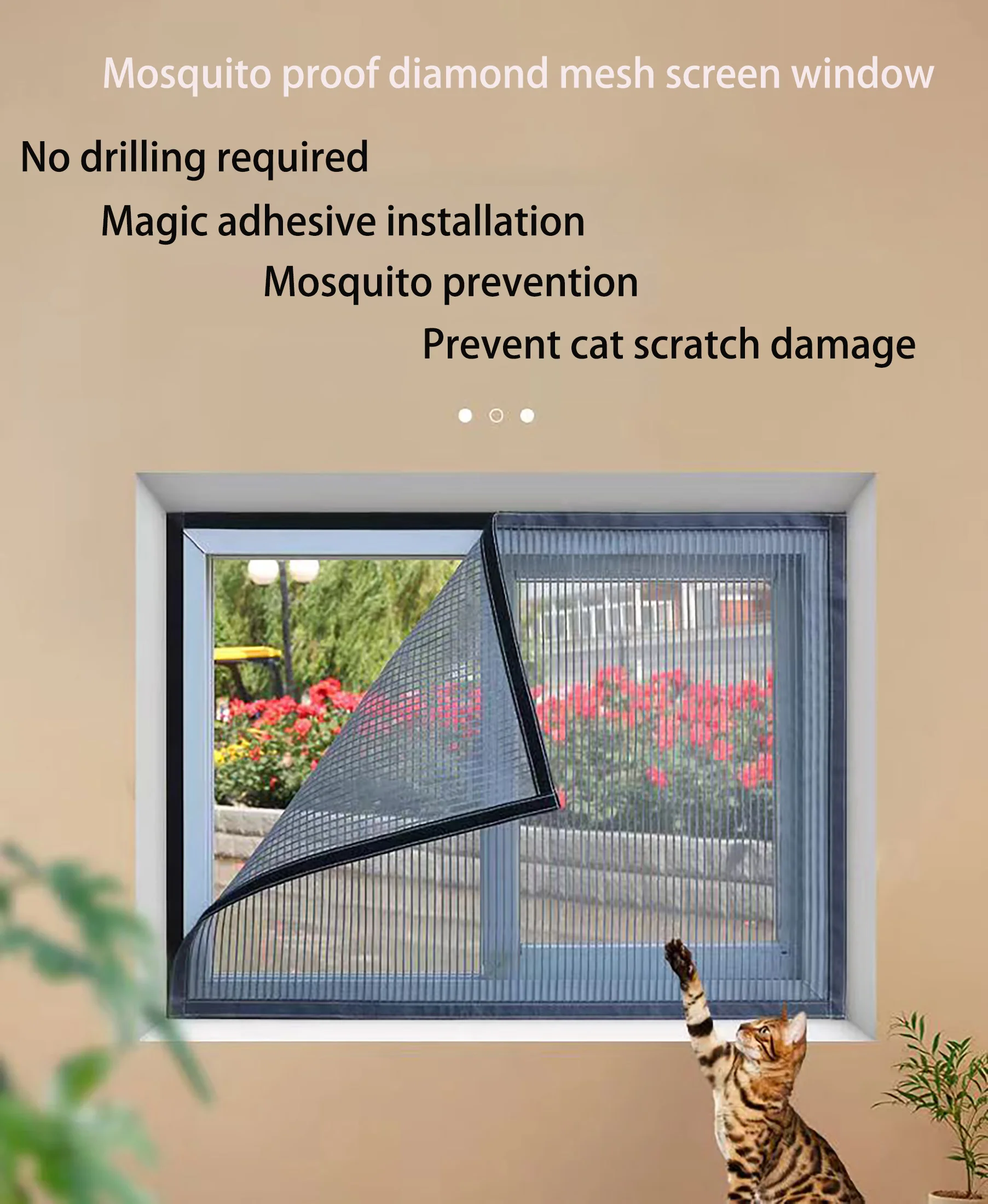 Description Picture 3 of itemNewly upgraded diamond net, mosquito net, mosquito proof screen, window and window dedicated to customization of multiple sizes