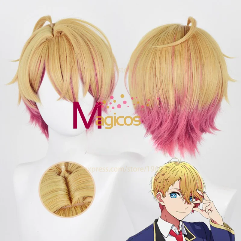 

Anime Oshi No Ko Hoshino Akuamarin Cosplay Wig 32cm Orange Gold Rose Pink Hair Heat Resistant Wigs + Wig Cap