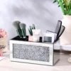 Glass Mirrored Organiser Crushed Diamond Makeup Brush Holder Organizer Remote Control Holder Container Accessories Desktop Decor 5